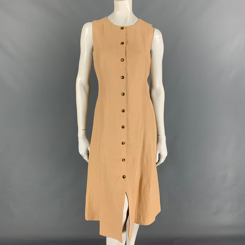 Colección RALPH LAUREN Talla 8 Vestido con broches en mezcla de acetato beige