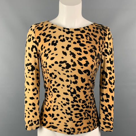 LOVE MOSCHINO Size 6 Beige & Black Viscose Animal Print Pullover