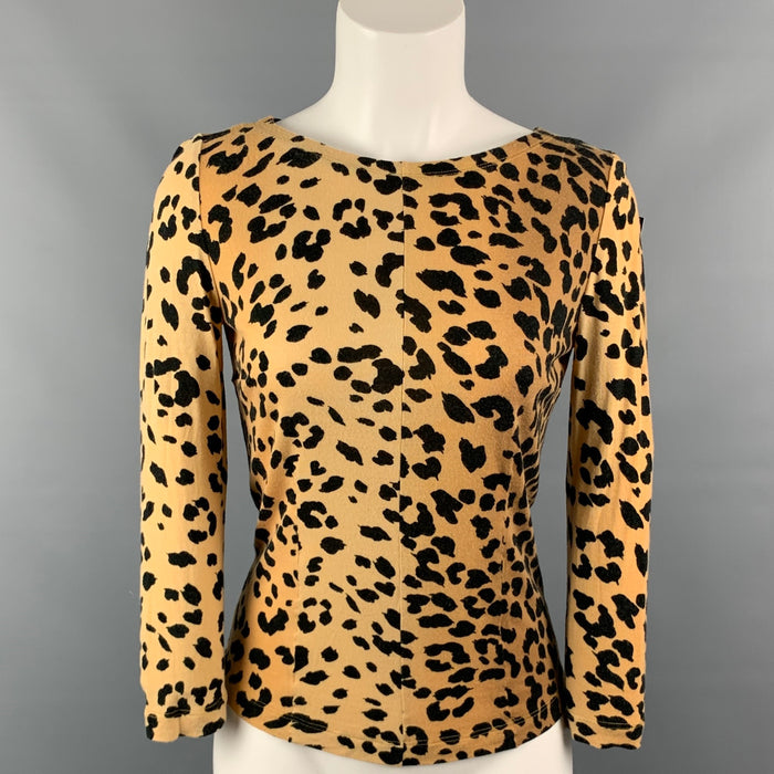LOVE MOSCHINO Size 6 Beige & Black Viscose Animal Print Pullover