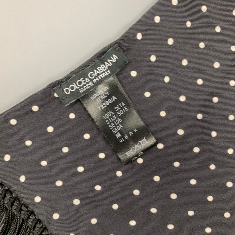 DOLCE & GABBANA Black White Dot Print Silk Scarf