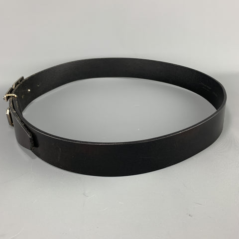 DOLCE & GABBANA Size 36 Black Leather Metal DG Buckle Belt