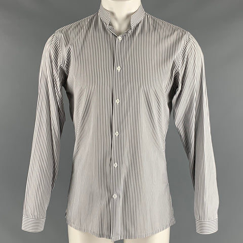 CHRISTIAN DIOR Taille M Chemise à manches longues à rayures blanches grises