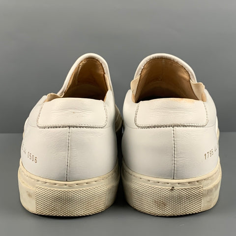 COMMON PROJECTS Size 11 White Solid Canvas Slip On Sneakers
