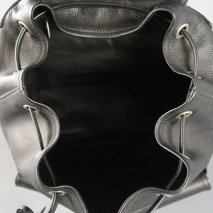 BARANTANI Black Leather Backpack