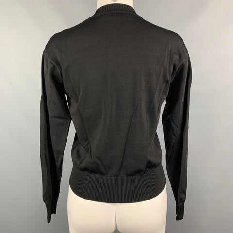 LOVE MOSCHINO Size 6 Black Viscose / Polyamide White Laces Pullover