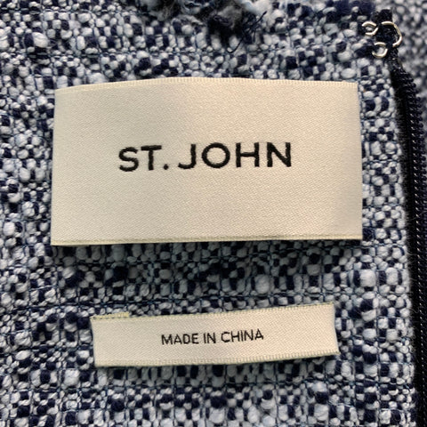 ST. JOHN Size S Blue Navy Cotton Blend Sleeveless Below Knee Outfits