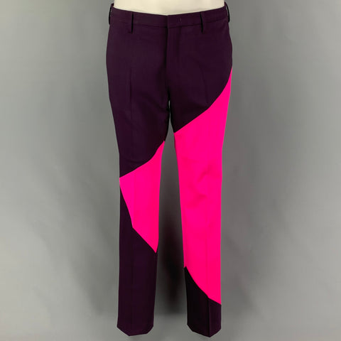 PAUL SMITH Size 38 Purple Pink Color Block Wool Nylon Notch Lapel Suit