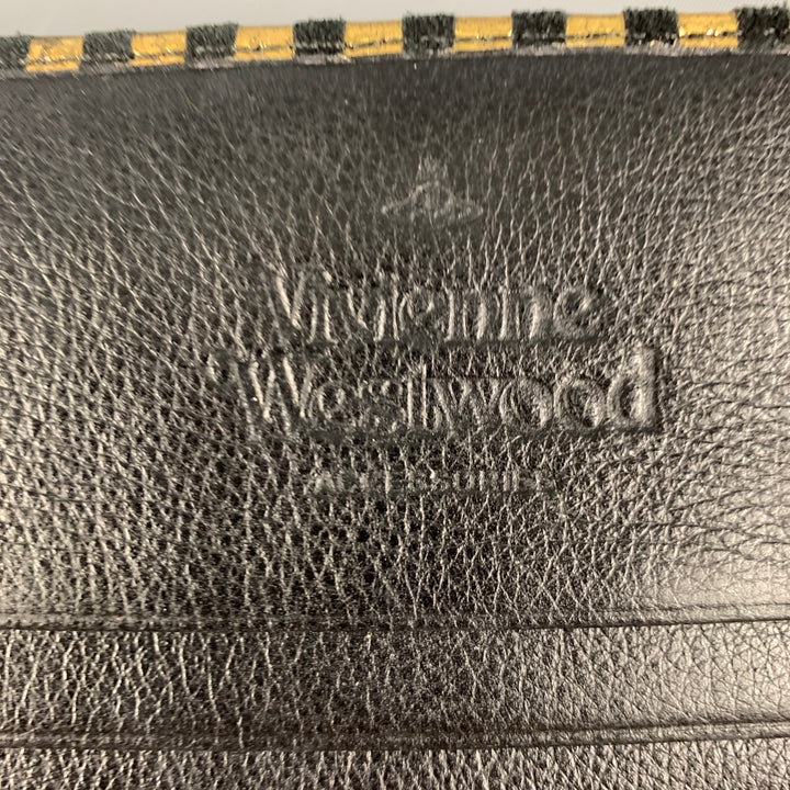 VIVIENNE WESTWOOD Bolso tipo cartera de cuero con rayas doradas y negras