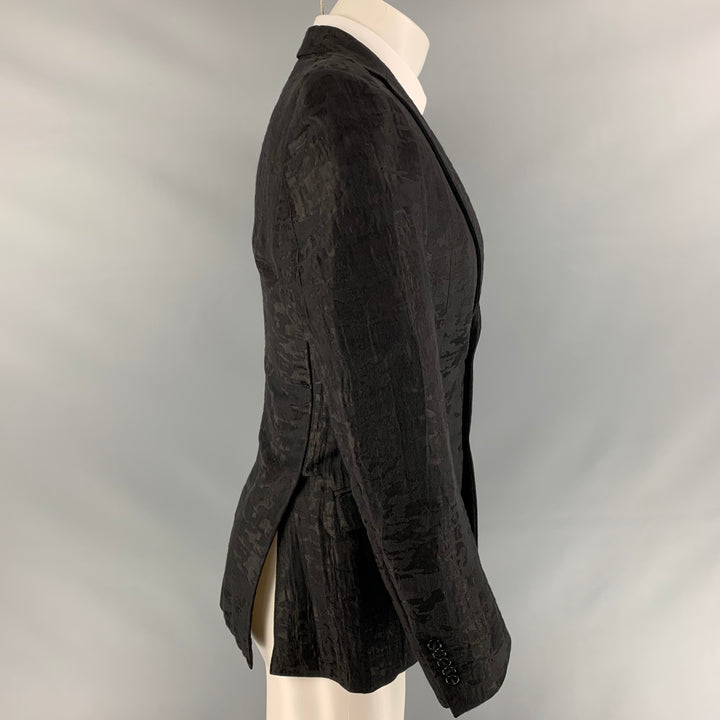 VERSACE COLLECTION Size 38 Black Jacquard Cotton / Polyamide Sport Coat