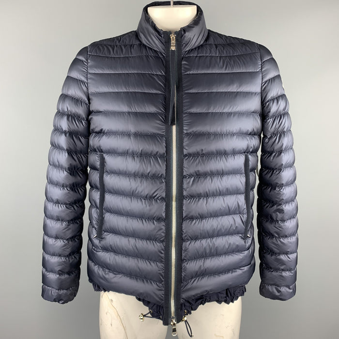 MONCLER Size XL Navy Quilted Goose Down High Neck Puffer Jacket
