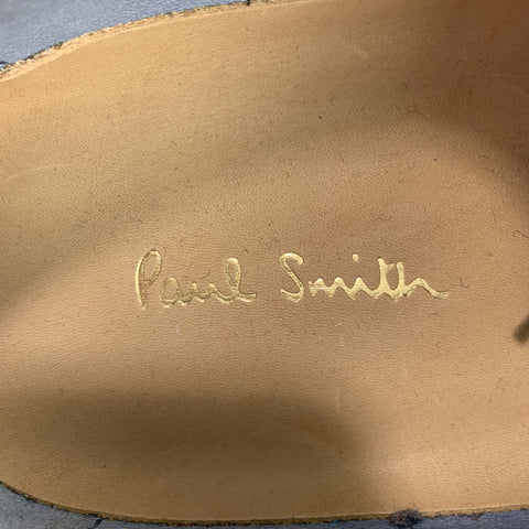 PAUL SMITH Size 11 Slate Distressed Antique Effect Leather Cap Toe Lace Up