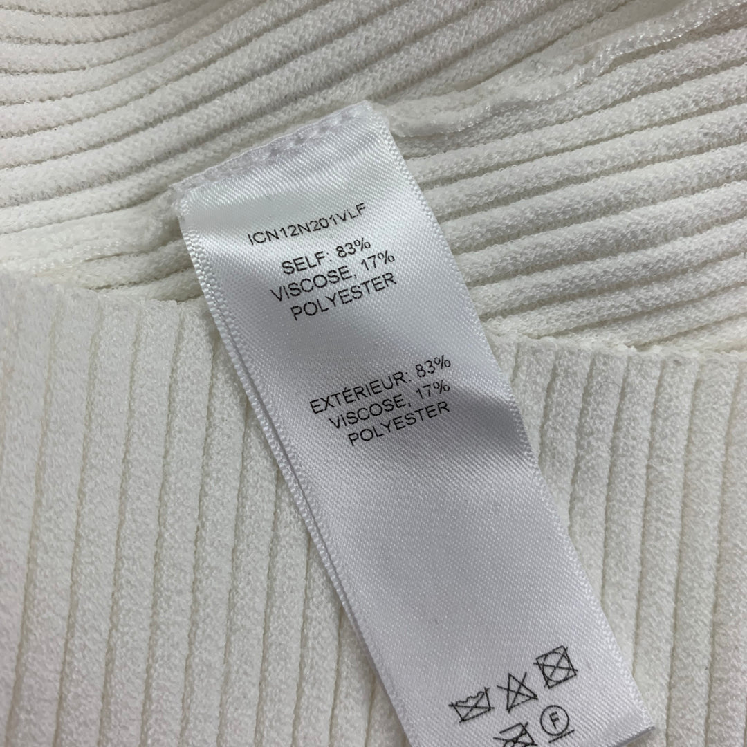 CAROLINA HERRERA Size M White Viscose Polyester Ribbed V-Neck Casual Top