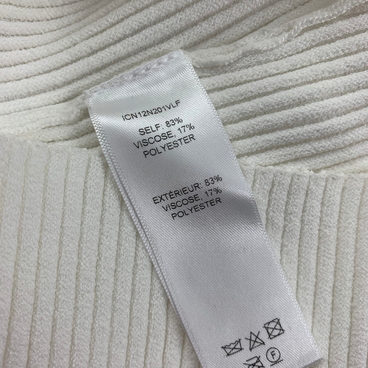 CAROLINA HERRERA Size M White Viscose Polyester Ribbed V-Neck Casual Top