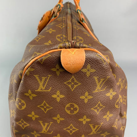 Vintage LOUIS VUITTON Keepall 45 Brown & Beige Monogram Coated Canvas Leather Bag
