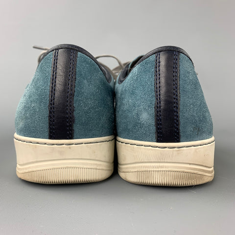 LANVIN en BLEU Size 9 Blue Leather Lace Up Sneakers