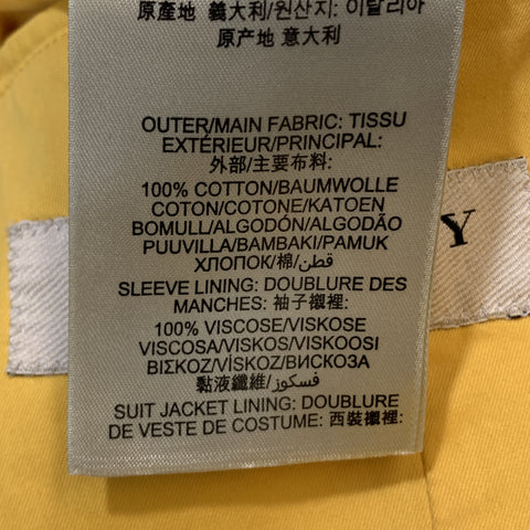 BURBERRY LONDON Size 40 Yellow Cotton Notch Lapel Two Buttons Sport Coat