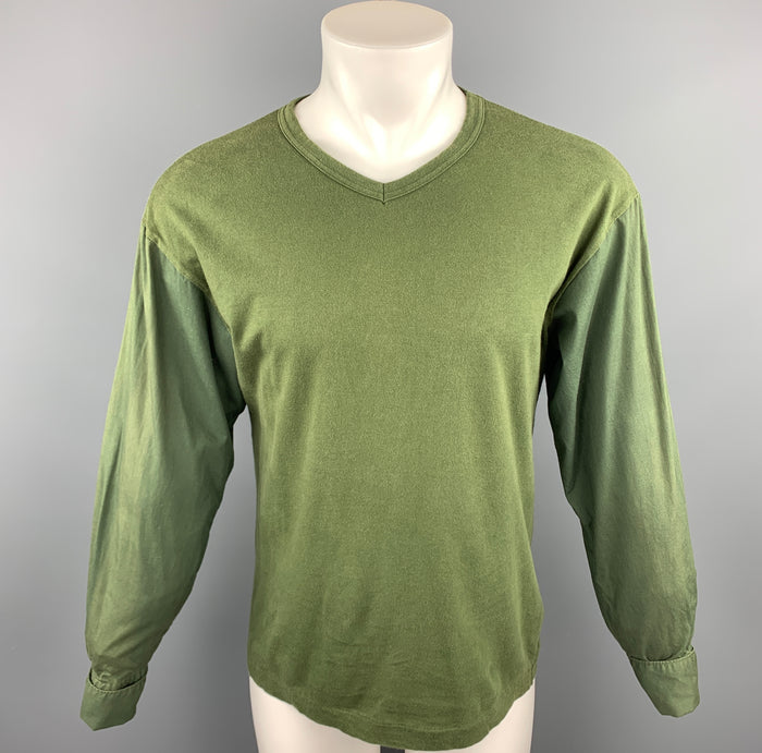COMME des GARCONS Size M Olive Patchwork Jersey Pullover