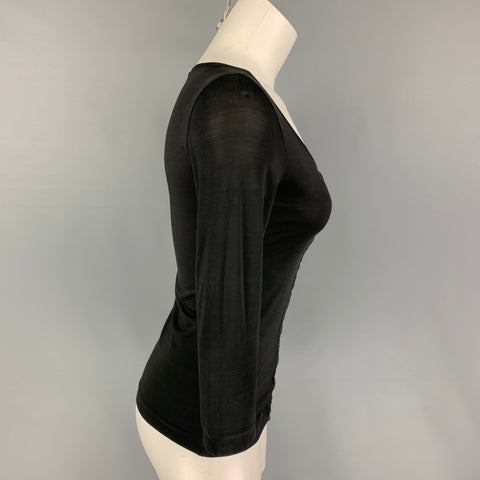 JIL SANDER Size S Black Silk Mixed Fabrics Casual Top