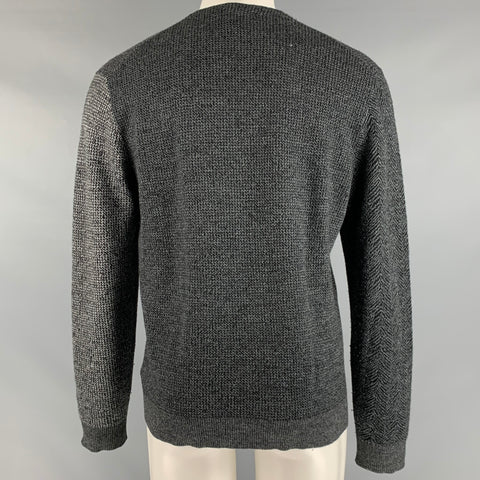 JOHN VARVATOS Size M Grey Mixed Patterns Alpaca Blend V-Neck Cardigan
