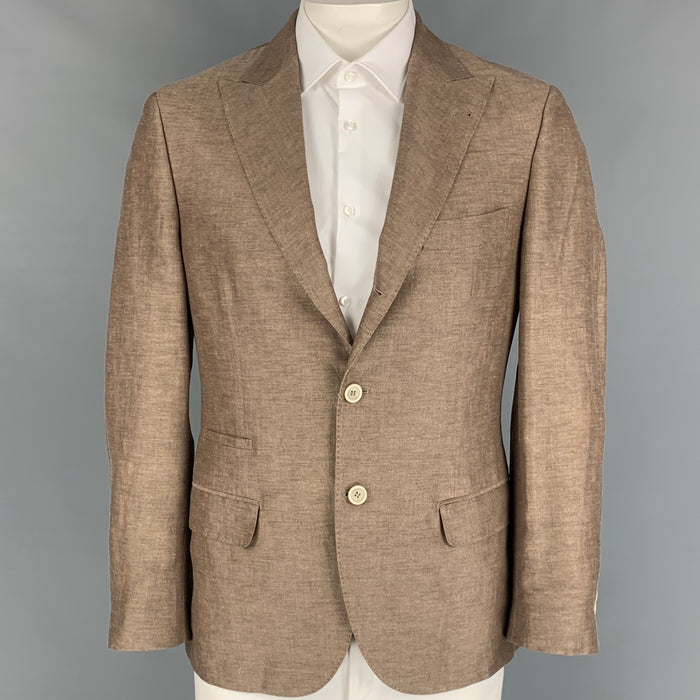 BRUNELLO CUCINELLI Size 40 Light Brown Peak Lapel Sport Coat