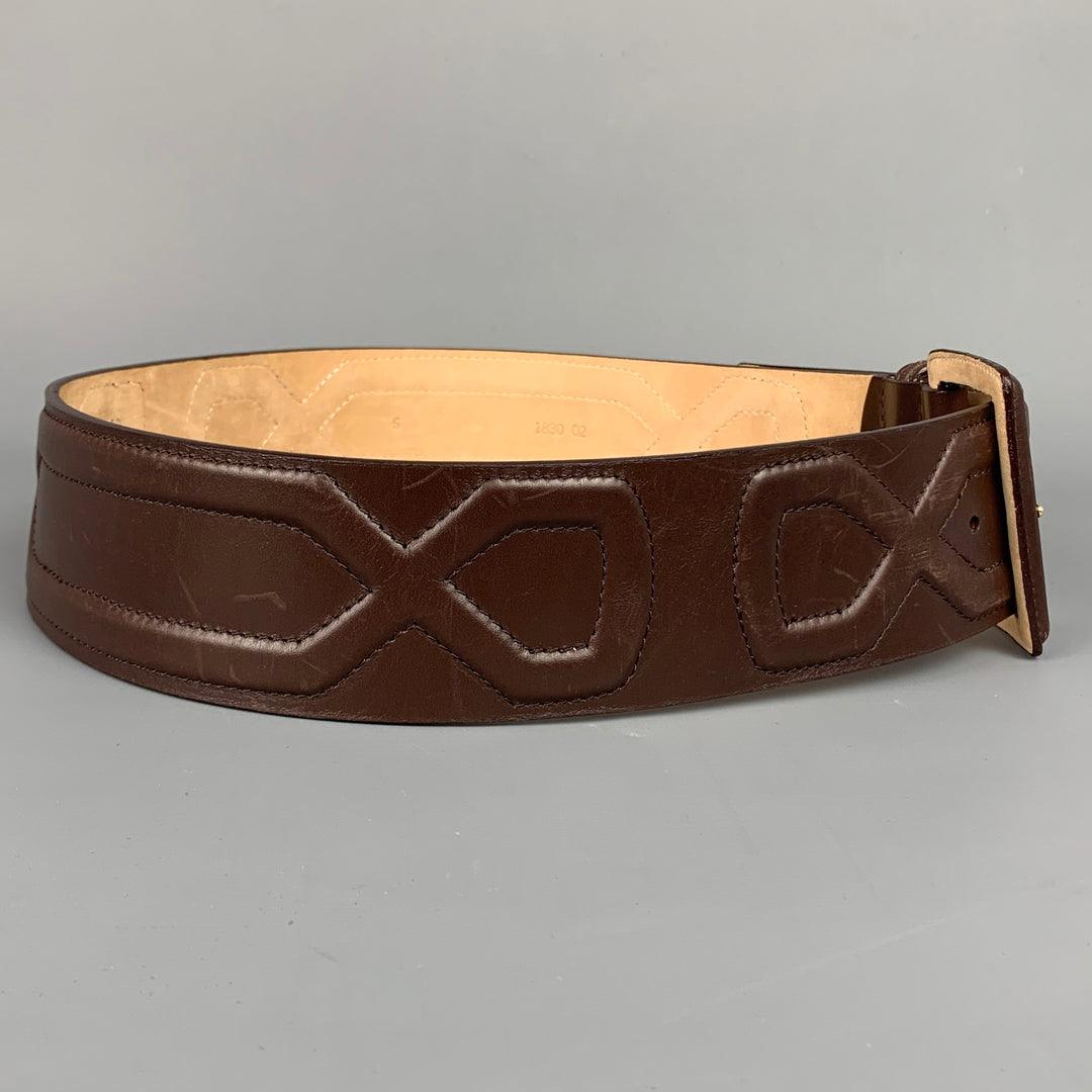 NO BRAND Size S Brown Textured Leather Belt