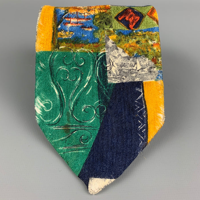 ERMENEGILDO ZEGNA Multi-Color Print Silk Tie