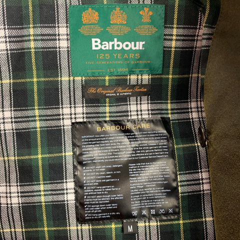 BARBOUR Size M Olive Waxed Canvas Double Breasted Coat