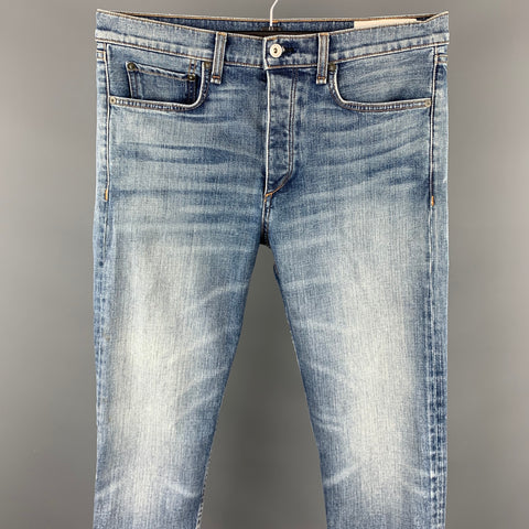 RAG & BONE Size 33 Blue Wash Denim Button Fly Classic Jeans