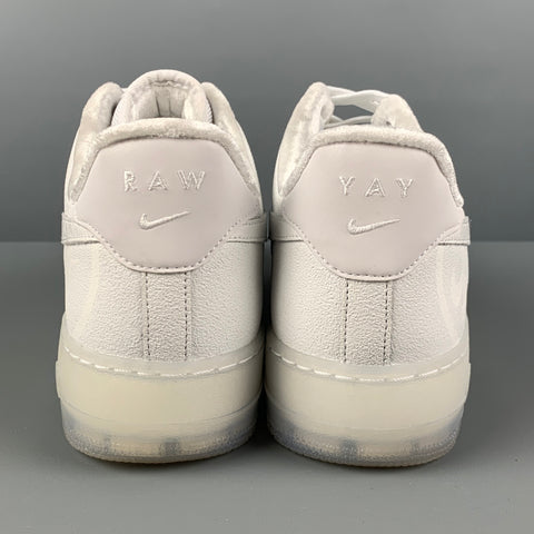 NIKE Talla 10.5 Zapatillas bajas de cuero de telas mixtas blancas