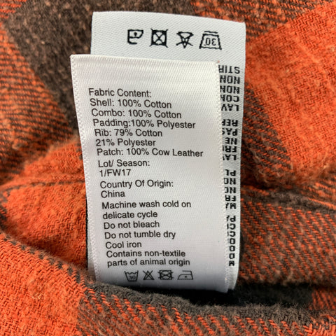 R13 size XS Orange Black Plaid Cotton Reversible Jacket