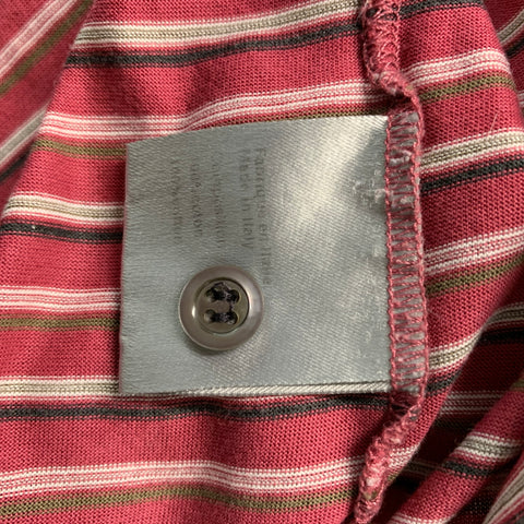 Size M DIOR HOMME Red Black Stripe Cotton Buttoned Polo