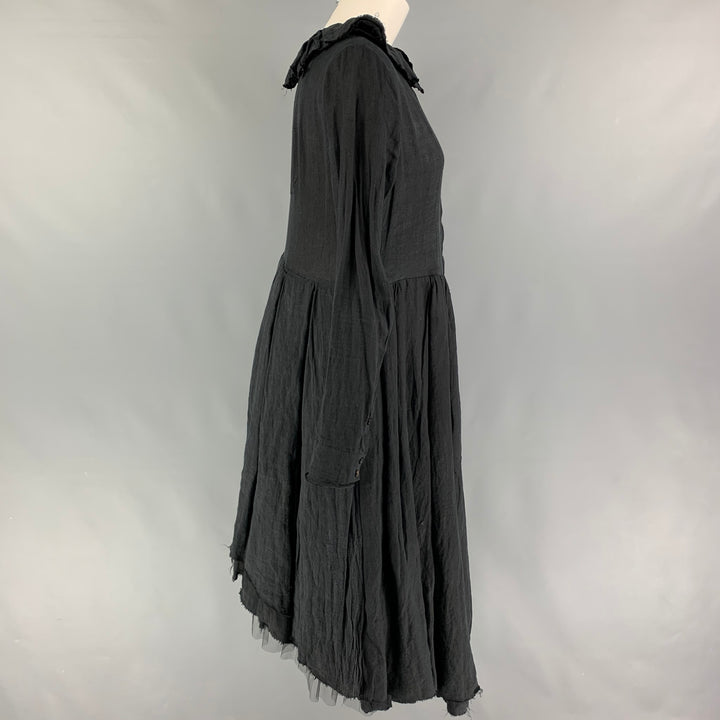 ALEKSANDR MANAMIS Size S Black Linen Long Sleeve Oversized Dress