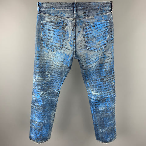 BANANA REPUBLIC Size 33 Indigo Painted Denim Button Fly Jeans
