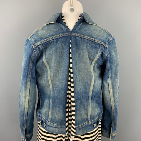 JUNYA WATANABE Size S Black & White Stripe Jersey Layered Denim Jacket Dress