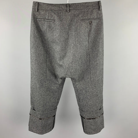 R13 Size 32 Charcoal Heather Wool Overlap Cropped Dress Pants
