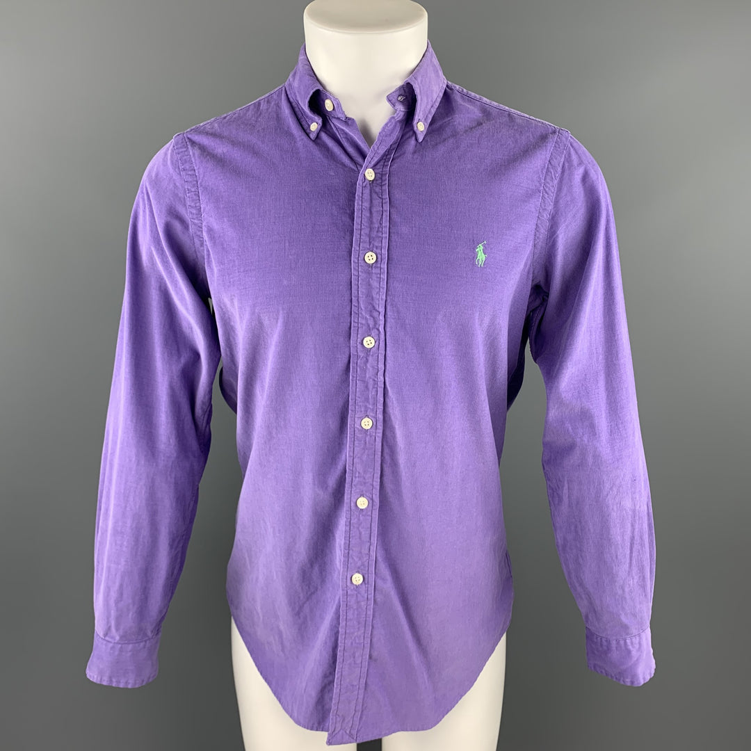 RALPH LAUREN Taille S Chemise à manches longues boutonnée en velours côtelé violet
