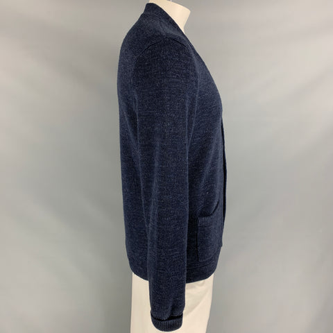 RRL by RALPH LAUREN Size L Indigo Knitted Cotton Buttoned Cardigan