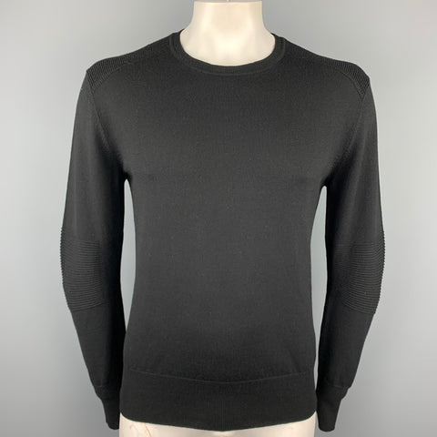 BELSTAFF Size XXL Black Knitted Wool Crew-Neck Pullover