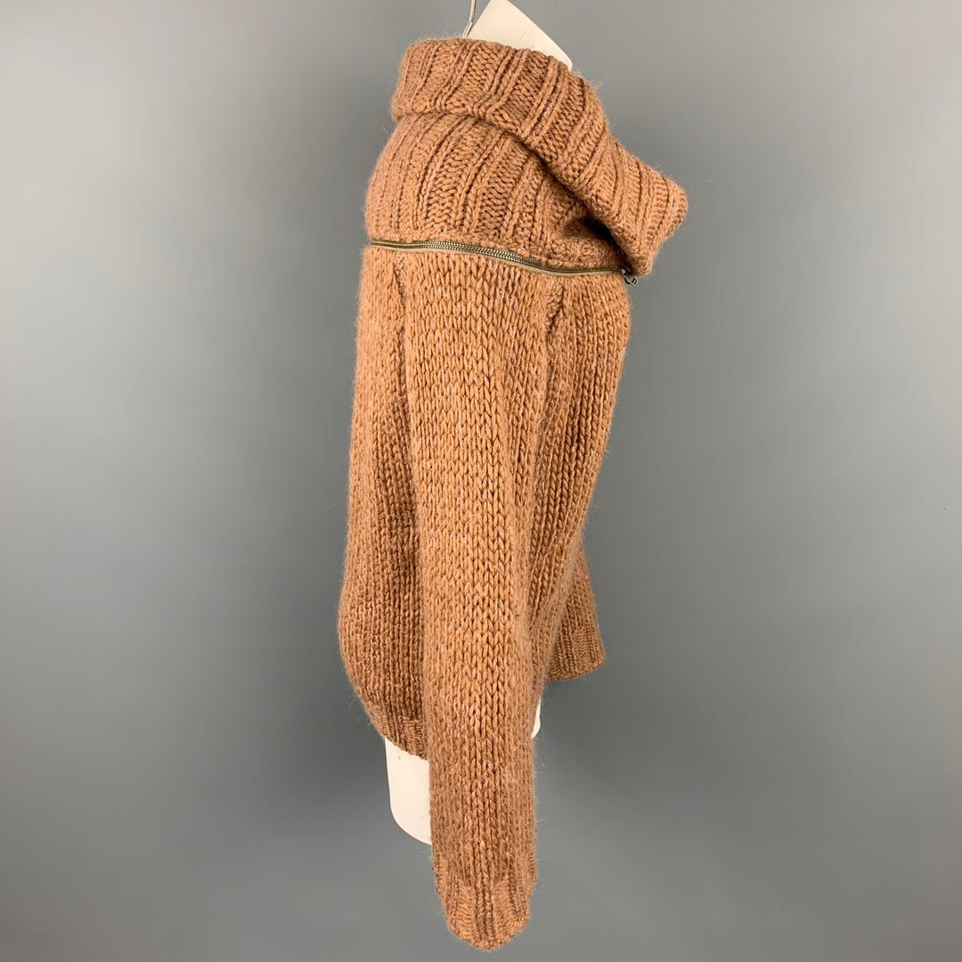 A.F. VANDERVORST Size S Camel Mohair Blend Cowl Neck Sweater