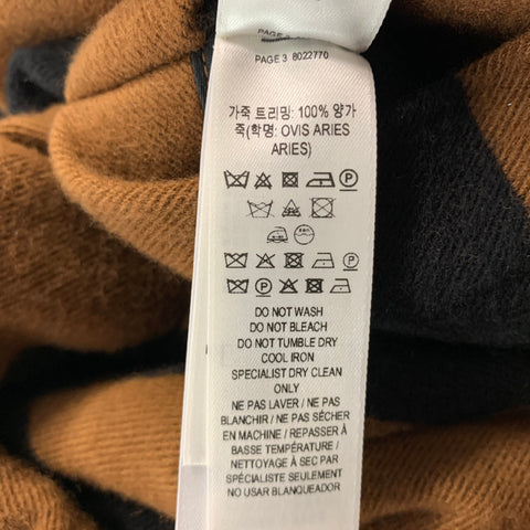 BURBERRY Size One Size Brown Black Logo Lamb Skin Wool Cotton Scarves