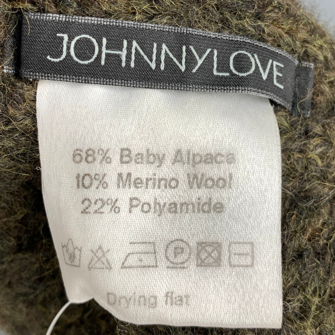 JOHNNY LOVE Green Knitted Alpaca Blend Scarf