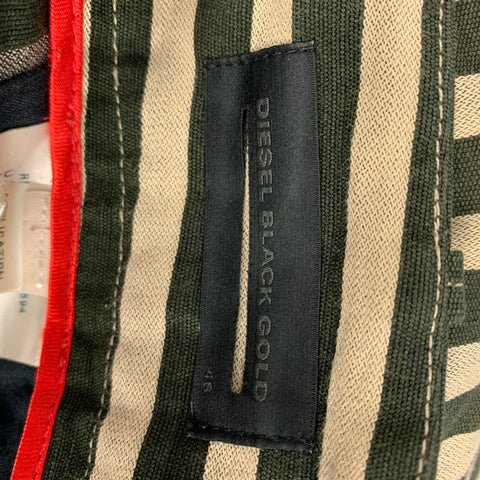 DIESEL / BLACK GOLD Size 30 Olive Taupe Stripe Cotton Button Fly Casual Pants