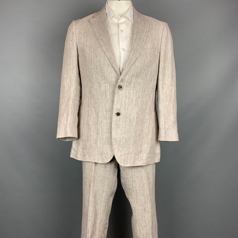 SUIT SUPPLY Size 44 Oatmeal Textured Linen Notch Lapel Suit