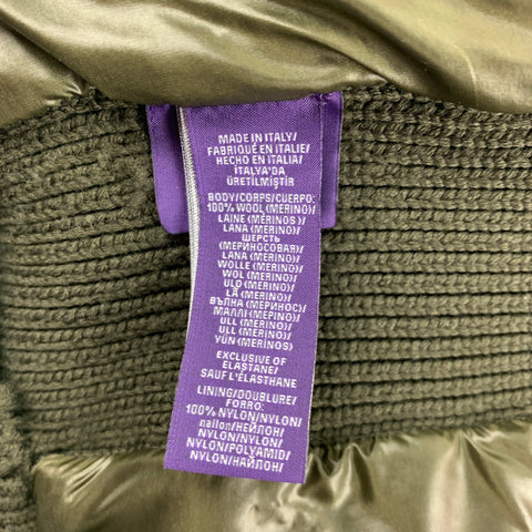 RALPH LAUREN Purple Label Size XL Green Quilted Mixed Fabrics Shearling Collar Jacket
