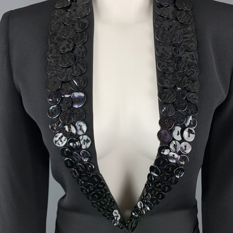 JEAN PAUL GAULTIER Size 6 Black Wool Button Shawl Collar Pants Suit