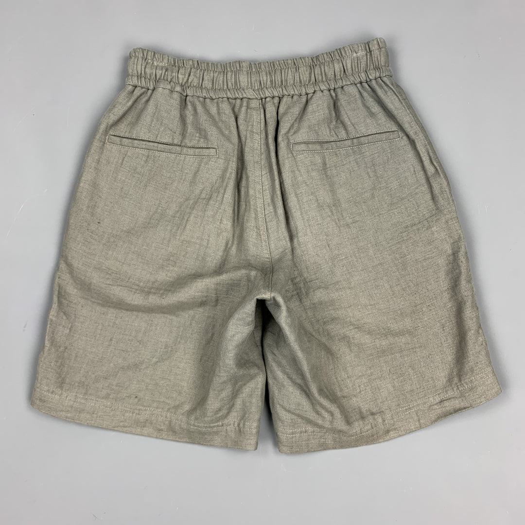 STEVEN ALAN Size XS Slate Linen Elastic Waistband Shorts