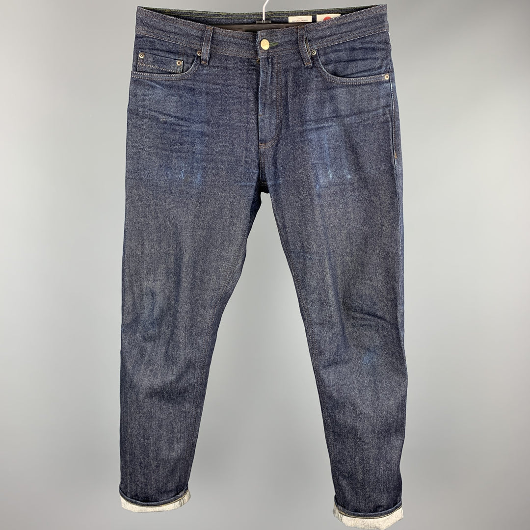 OLAF HUSSEIN Size 32 Indigo Selvedge Denim Zip Fly Jeans