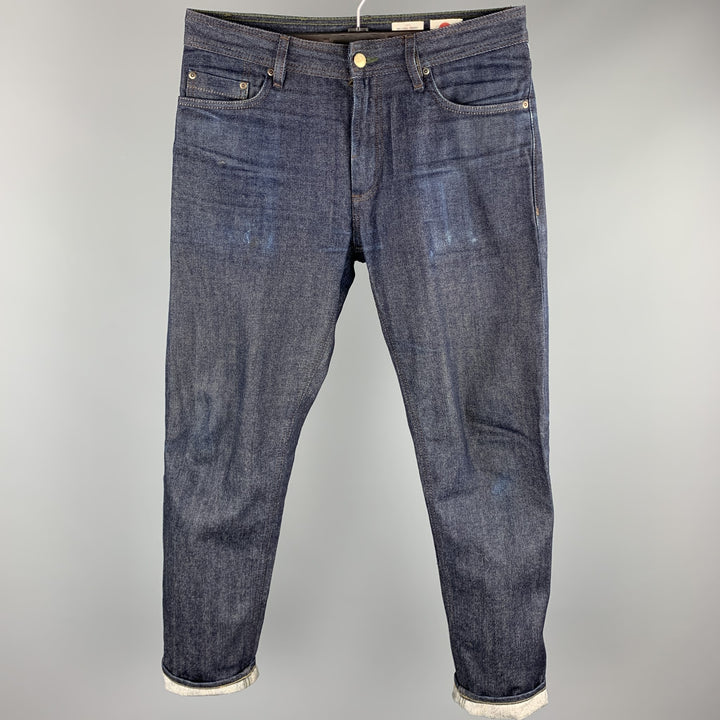 OLAF HUSSEIN Size 32 Indigo Selvedge Denim Zip Fly Jeans