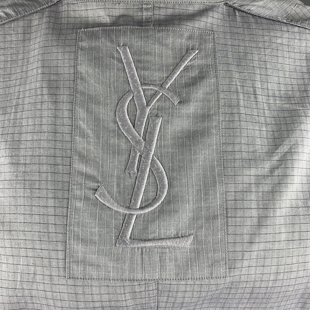 YVES SAINT LAURENT Talla 44 Abrigo deportivo ligero de algodón con paneles de ventana gris