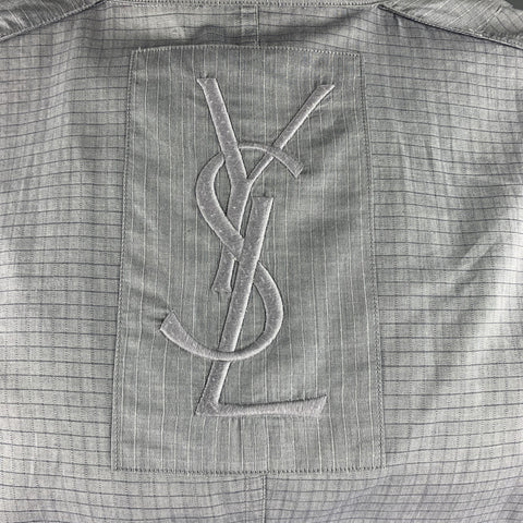 YVES SAINT LAURENT Size 44 Grey Window Pane Cotton Light Weight Sport Coat